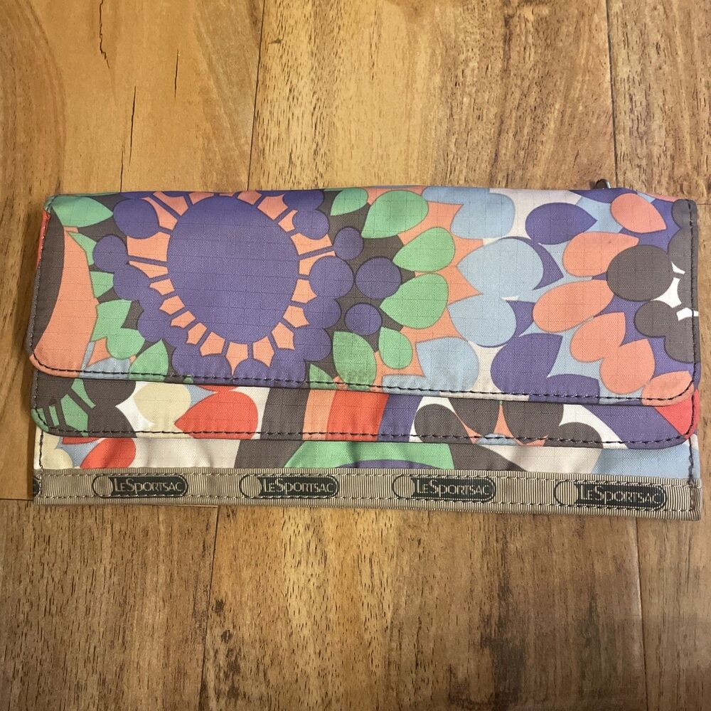 Colorful LeSportsac Floral Travel Wallet Zipper Snap Clutch